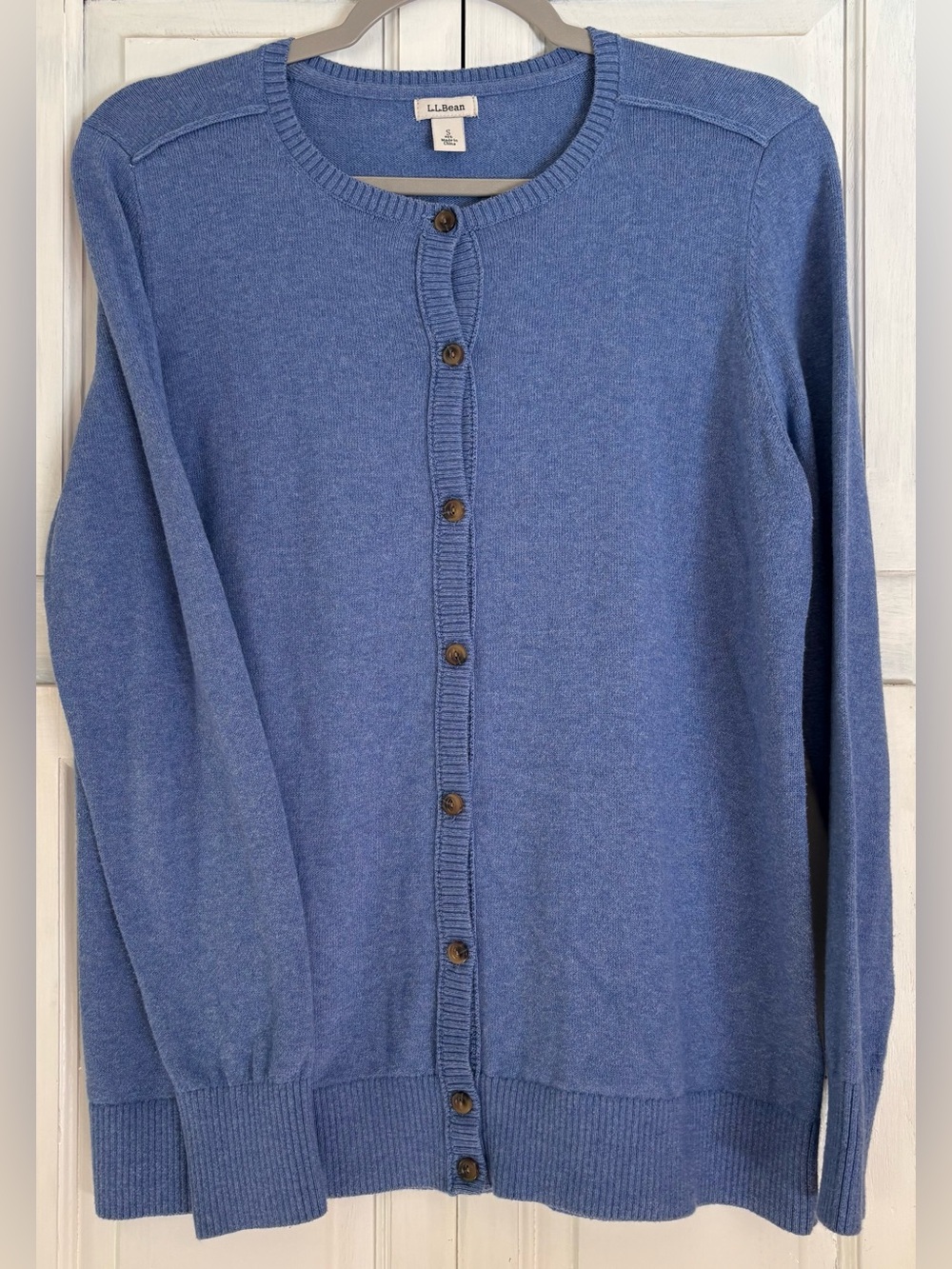 L.L Bean Cotton and Cashmere Cardigan Sweater Blue Size Small